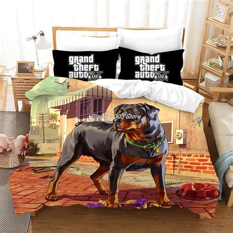 Game Gta V Bedding Set Cartoon Duvet Covers Pillowcase Grand Theft Auto