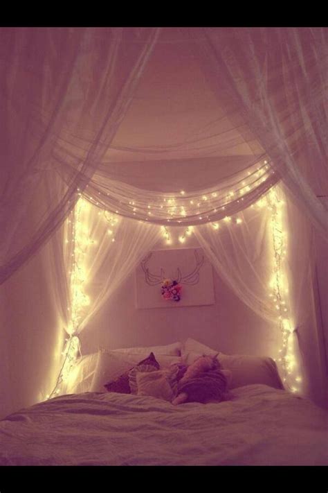 Extra long lights available 20m with 200 leds. four poster bed, canopy and fairy lights | Things I want ...