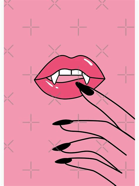 Lips Art Print Vampire Fangs Vampire Lips Pop Art Print Pink