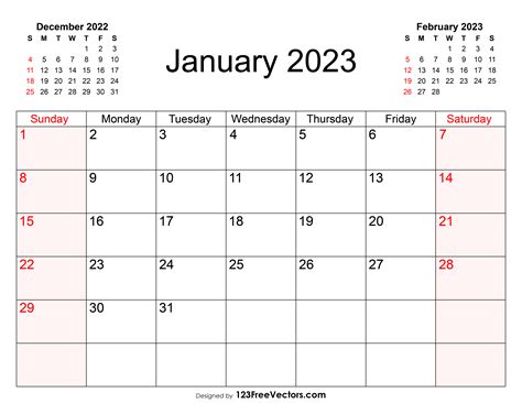 Free Blank January Calendar 2023