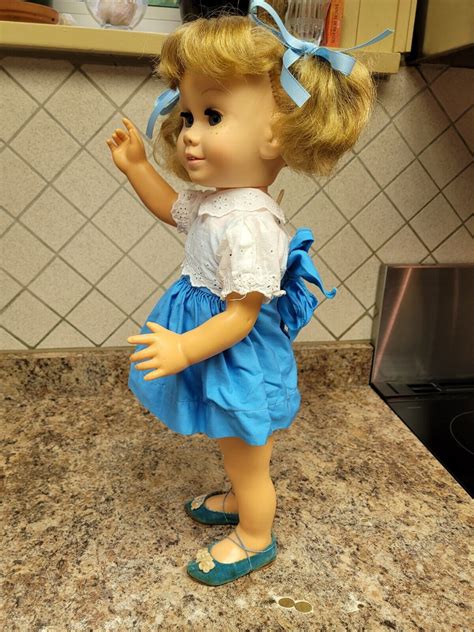 Canadian Chatty Cathy Doll Blonde Pigtail With Blue Glassine Eyes Ebay
