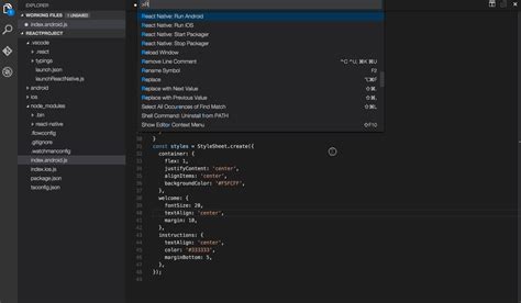 Get your favorite boilerplate of react native. React Native Tools extension for Visual Studio Code