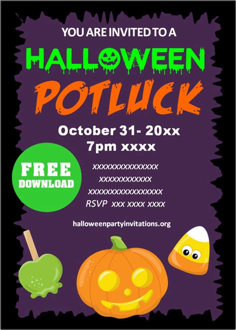Free Printable Halloween Potluck Invitations Templates 😋 Printable