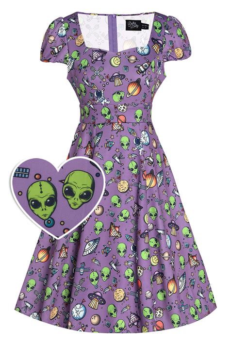 Claudia Purple Alien And Ufo Space Dress
