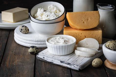 Assorted Dairy Products Farm Products Stock Image Image Of Board