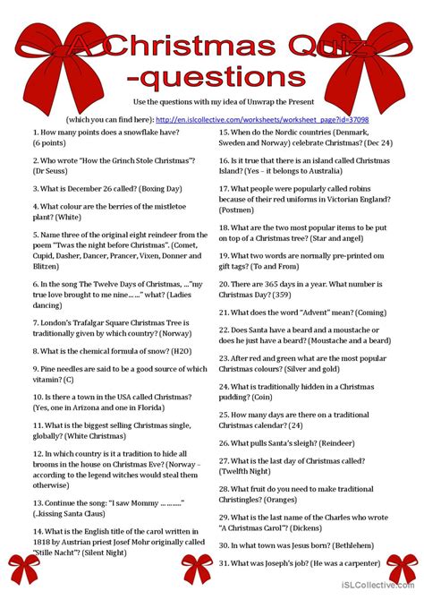 Printable Christmas Quiz With Answers Pdf Printable Online