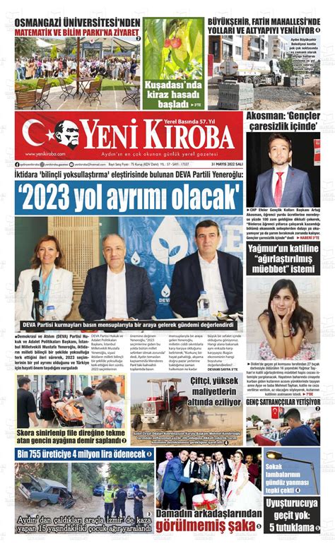 31 Mayıs 2022 tarihli Yeni Kıroba Gazete Manşetleri