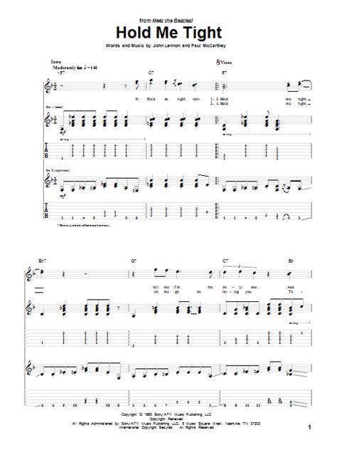 Hold Me Tight By The Beatles Guitar Tab Guitar Instructor