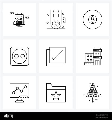 9 Editable Vector Line Icons And Modern Symbols Of Commercial Building