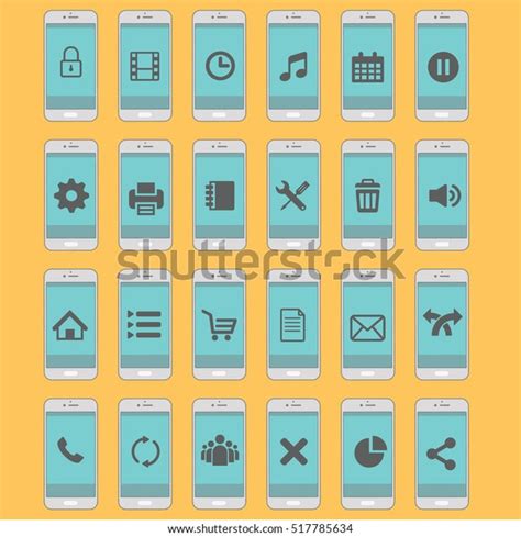 Mobile Cell Phone Smartphone Contact Icons Stock Vector Royalty Free