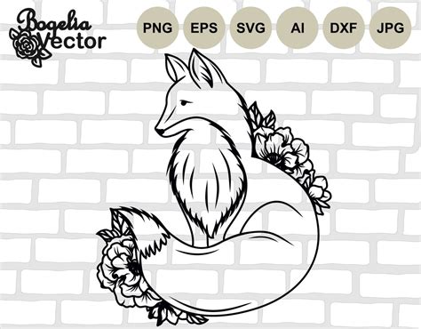 Floral Fox Svg Fox Cut File Fox With Flowers Forest Svg Etsy Singapore