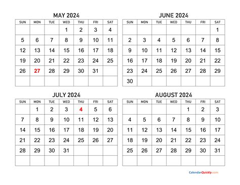 May To August 2024 Calendar Calendar Quickly