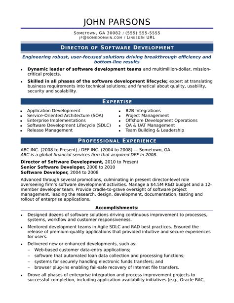 Sample Resume For An Experienced It Developer