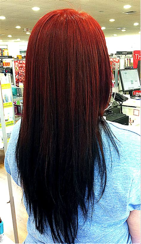 Reverse Ombré Red To Black Fade Hair Black Hair Ombre Reverse