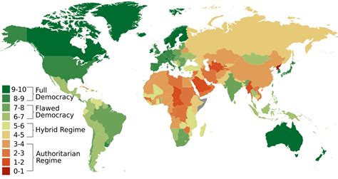 Weltkarte - The Economist Demokratieindex (2008) | Weltatlas