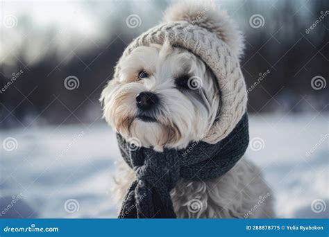 Dog Hat Scarf Generate Ai Stock Image Image Of Color 288878775