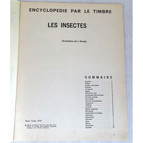 Encyclopédie Par Le Timbre Les Insectes De 1971 Des Deux Coqs Dor