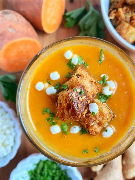 Creamy Ginger Sweet Potato And Carrot Soup