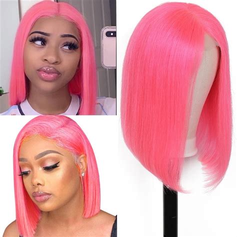Pink Wig Pink Bob Wigs Pink Lace Front Wigs Pink Hair Wig Nadula