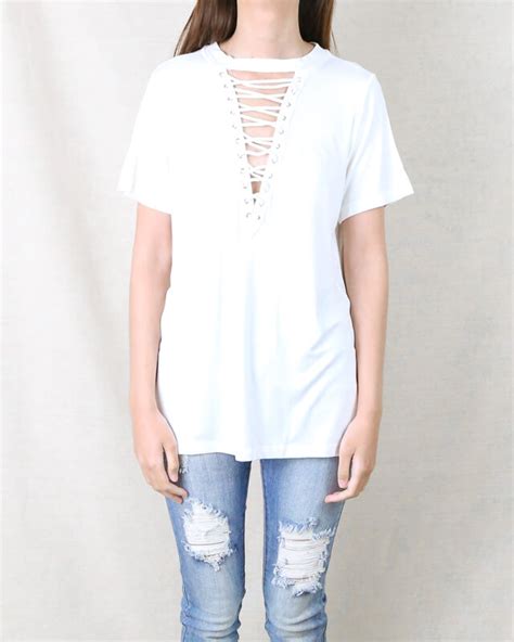 Lace Up Front T Shirt In More Colors Shop Hearts