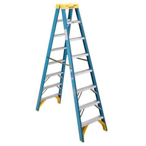 Werner 8 Ft Fiberglass Type 1 250 Lbs Capacity Twin Step Ladder At