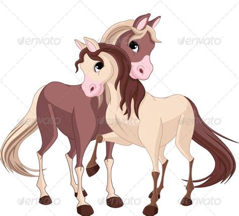 Two Horses Horse Cartoon Horse Illustration Animal Clipart