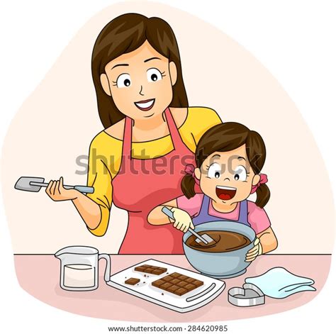 Illustration Mother Teaching Her Daughter How Stock Vector Royalty Free 284620985