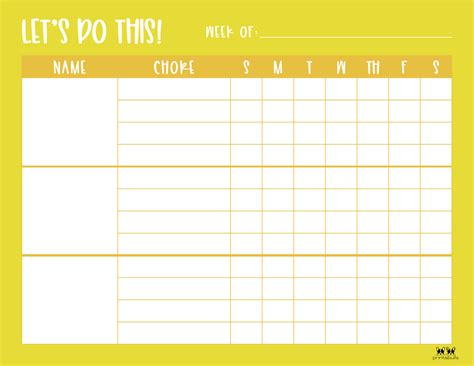 Printable Chore Chart Multiple Kids