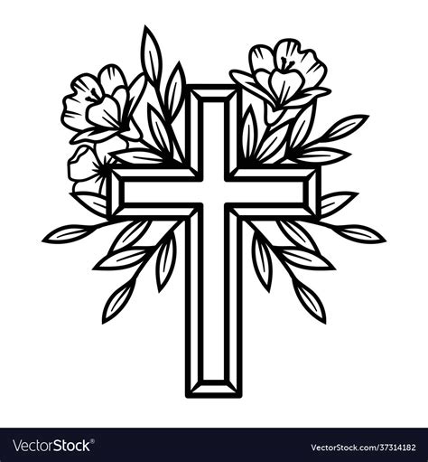 Flower Cross Floral Easter Cross Faith Royalty Free Vector