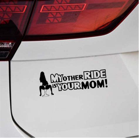 Yangjingkai 2 Piezas My Other Ride Is Your Mom Car Sticker Decal Black