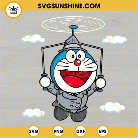 Doraemon Flying With Bamboo Copter Svg Japanese Cartoon Svg Png Dxf