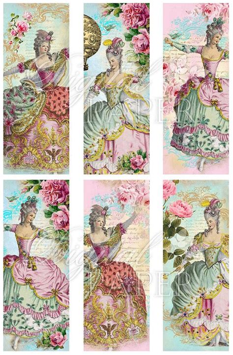 Marie Set Of 6 Bookmarks Digital Collage By Bydigitalpaper 445