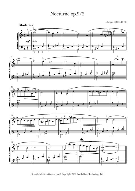 ﻿chopin Nocturne Op9 No2 Sheet Music For Piano