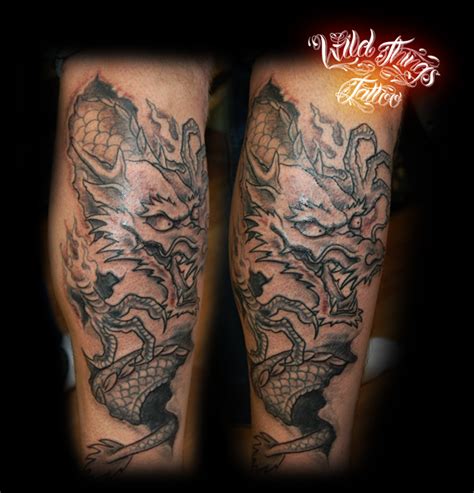 There a lot of room to play with in terms of length. Japanese dragon leg tattoo by WildThingsTattoo on DeviantArt