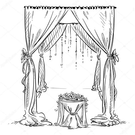 Arco De Casamento Altar De Casamento Decoração Esboço Vetorial
