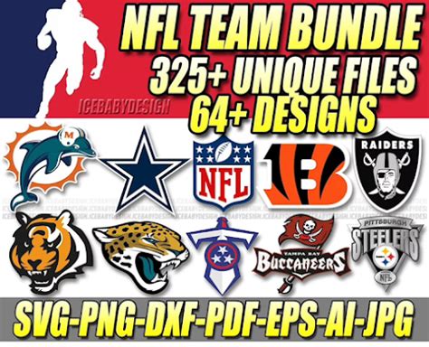 NFL Team Svg Bundle 64 Designs NFL Team Logo Png NFL Eps Nfl Logo Dxf