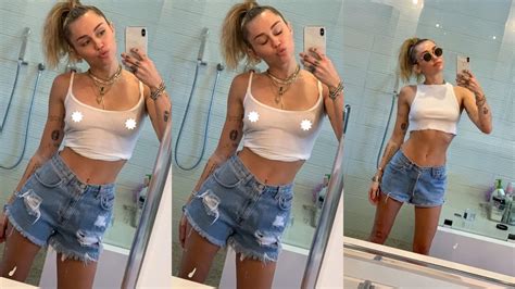 Miley Cyrus Posts Revealing Selfies In A See Through Top Fans Praise