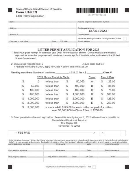 Form Lit Ren Download Printable Pdf Or Fill Online Litter Permit