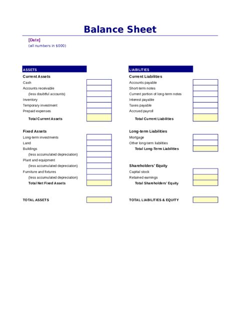 Simple Balance Sheet Fill Online Printable Fillable Blank PdfFiller