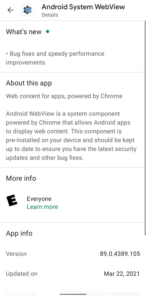 If webview didn't update once, you should try restarting your phone. Here's how to fix those mysterious Android WebView crashes