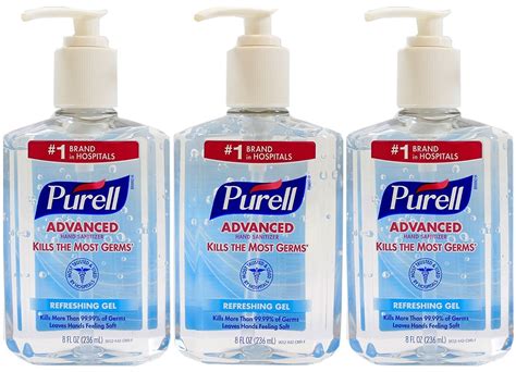 Purell Advanced Hand Sanitizer 8 Oz Pump Bottle Pack Of 3 Health And Household