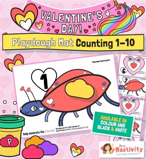Valentines Day Playdough Counting Mats Mrs Mactivity