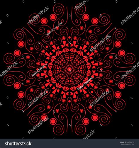 Mandala Red Black Background Symbol Fire Stock Vector 424095712