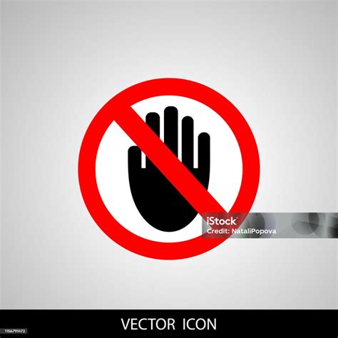 Anhalten Kein Eintrag Rotes Stopphandzeichen Für Verbotene Aktivitäten Stop Hand Vector