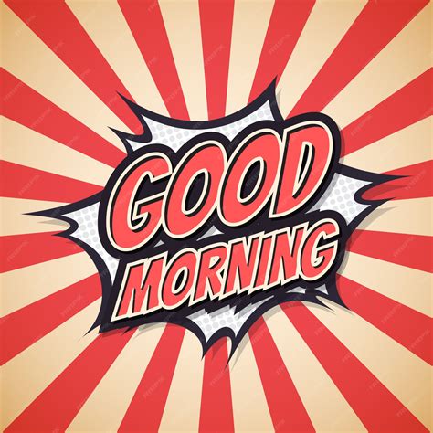 Premium Vector Good Morning Lettering Poster Comic Speech Bubble