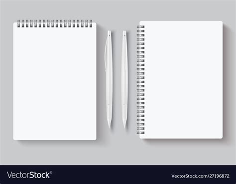 Realistic Spiral Notebooks Blank Notepad And Pen Vector Image