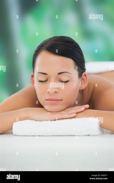 Beautiful Brunette Relaxing On Massage Table Stock Photo Alamy