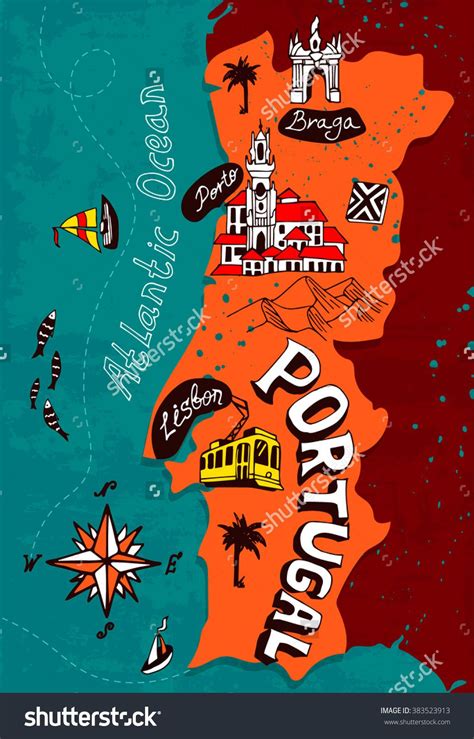 Illustrated Map Of Portugal 2nd Grade Crafts Free Printable World Map