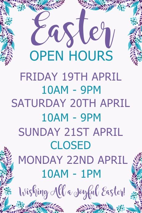 Easter Open Hours Template Postermywall