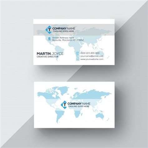 Premium Vector Blue Accent World Map Business Card Business Card